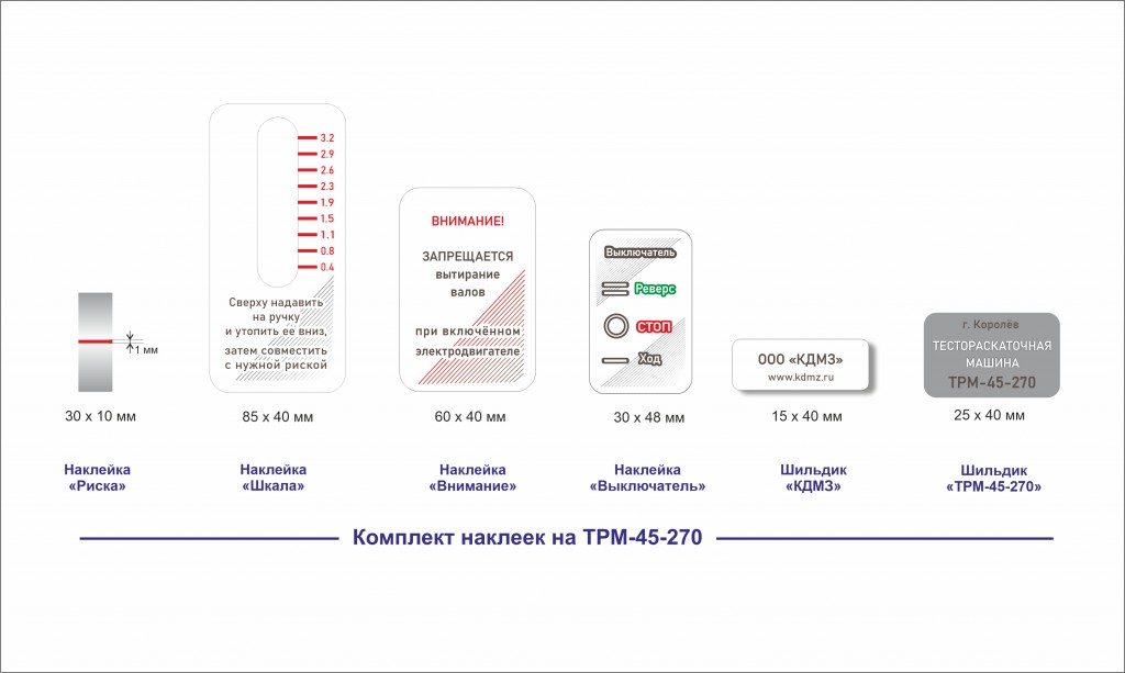 КОМПЛЕКТ НАКЛЕЕК ДЛЯ ТРМ - разработка для производства КОМПЛЕКТ НАКЛЕЕК ДЛЯ ТРМ - разработка для производства